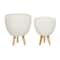 White Polystone Contemporary Planter Set